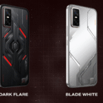 Infinix GT 30 Pro in Dark Flare and Blade White color options showcasing futuristic rear panel design
