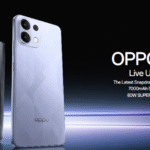 Oppo K13x 5G in Midnight Violet and Sunset Peach color options showcased with glowing edge lighting
