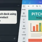 Split-screen showing ChatGPT generating a pitch deck prompt and Canva auto-designing the slide in real time