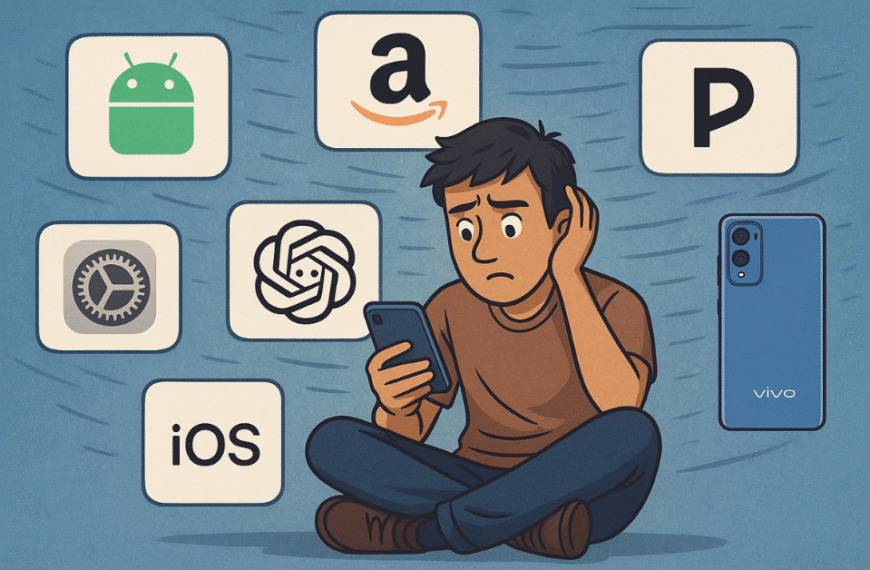 Indian man overwhelmed by Android 16, iOS Beta, ChatGPT, Perplexity, and Amazon AI updates