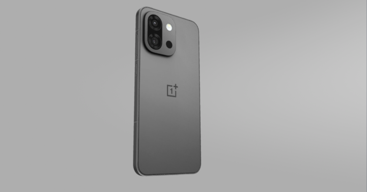 OnePlus 13s smartphone in matte black finish with dual rear cameras and flat-edge design