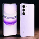 Realme Narzo 80 Lite 5G smartphones in black and purple on a dark textured surface, showcasing their screen and rear design