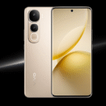 Vivo Y400 Pro 5G in gold with soft diagonal white light on black background