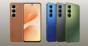 Infinix Hot 60 5G Plus in Shadow Blue, Sleek Black, Tundra Green and Leather Brown color variants