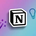 Notion logo with icons for AI and creativity on a gradient background