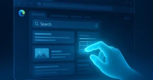 AI-powered digital hand organizing browser tabs in Microsoft Edge