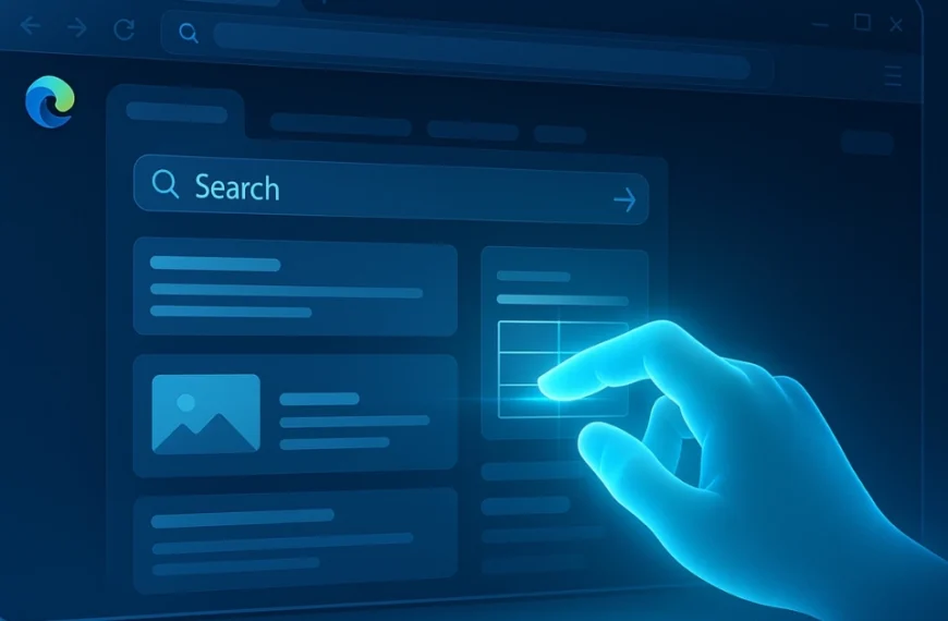 AI-powered digital hand organizing browser tabs in Microsoft Edge