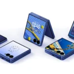 Samsung Galaxy Z Flip 7 showing vibrant cover screen widgets and folding design