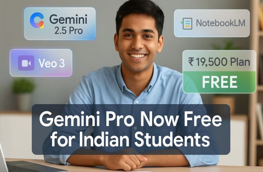 Indian student using Google Gemini 2.5 Pro AI tools on laptop in college setting
