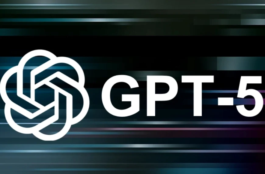 Official GPT‑5 logo with OpenAI branding on a futuristic dark background