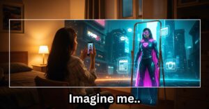 Woman sees her AI-transformed avatar in mirror via Meta Imagine Me feature