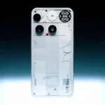 Close-up of Nothing Phone 3’s back showing triple cameras, red video indicator, and Glyph Matrix LED design