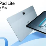 OnePlus Pad Lite tablet front and back view with ₹12,999 price tag and August 1 sale date