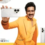 Vicky Kaushal holding the Realme 15 Pro in Flowing Silver with all color variants displayed
